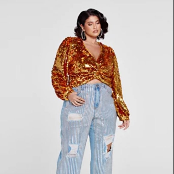 #10❤️ PERIODT TWIST FRONT SEQUIN TOP - PATRICK STARRR X FTF - Picture 2 of 8